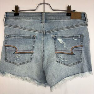 American Eagle Hi Rise Shortie Distressed Denim Shorts Pride Rainbow Size 10 EUC